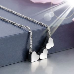 Silver three Lucky heart necklace